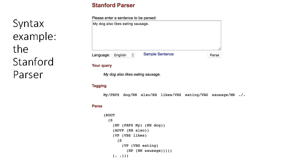 Syntax example: the Stanford Parser 