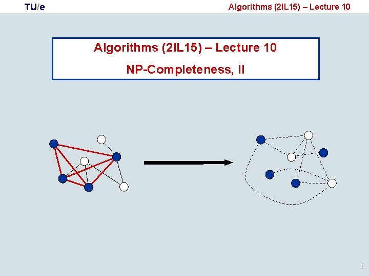 TU/e Algorithms (2 IL 15) – Lecture 10 NP-Completeness, II 1 