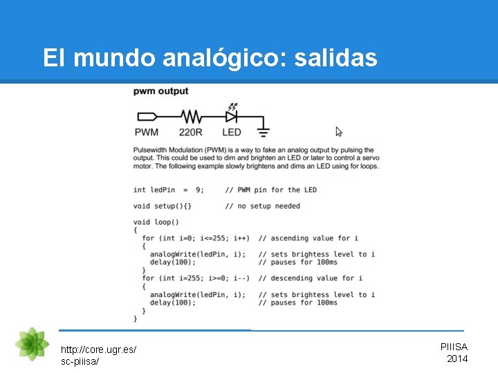 El mundo analógico: salidas http: //core. ugr. es/ sc-piiisa/ PIIISA 2014 