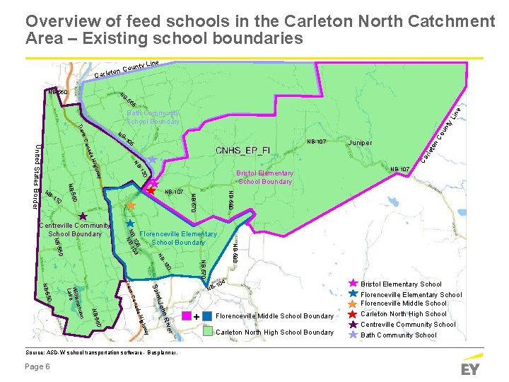 Overview of feed schools in the Carleton North Catchment Area – Existing school boundaries