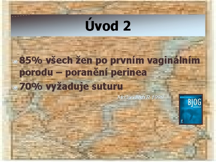 Úvod 2 9 85% všech žen po prvním vaginálním porodu – poranění perinea 9