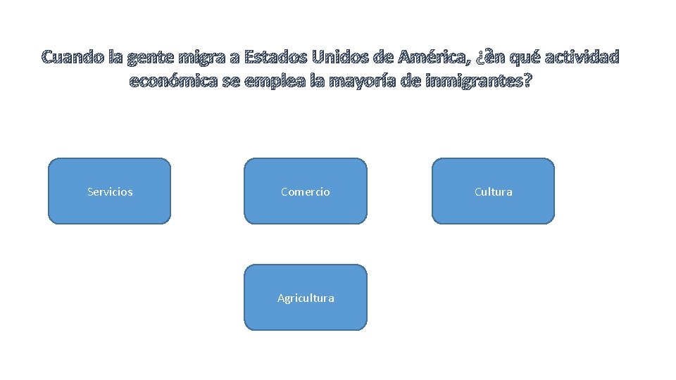 Cuando la gente migra a Estados Unidos de América, ¿en qué actividad económica se