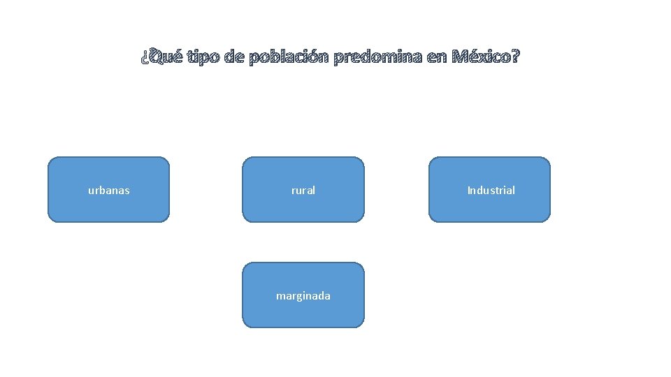 ¿Qué tipo de población predomina en México? urbanas rural marginada Industrial 