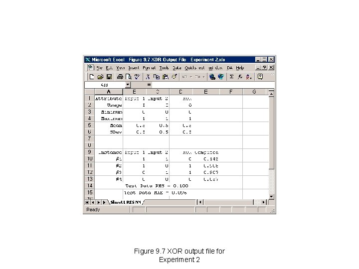 Figure 9. 7 XOR output file for Experiment 2 Figure 9. 7 XOR output file for Experiment 2