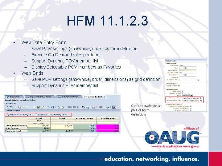 HFM 11. 1. 2. 3 • • Web Data Entry Form – Save POV