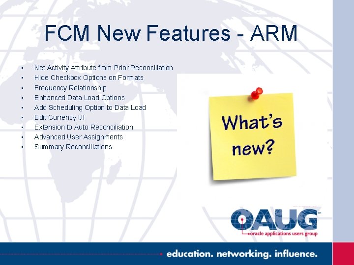 FCM New Features - ARM • • • Net Activity Attribute from Prior Reconciliation