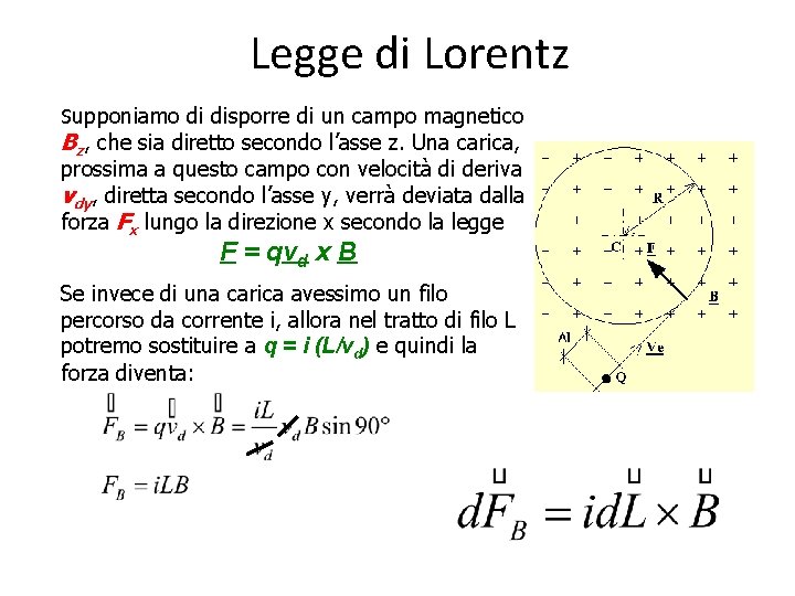 Legge di Lorentz Supponiamo di disporre di un campo magnetico Bz, che sia diretto