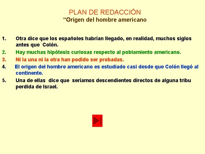 PLAN DE REDACCIÓN “Origen del hombre americano 1. 2. 3. 4. 5. Otra dice