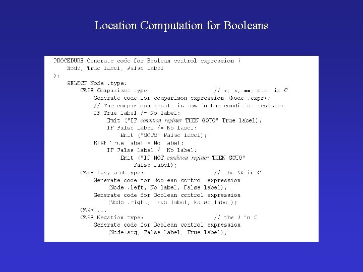Location Computation for Booleans 