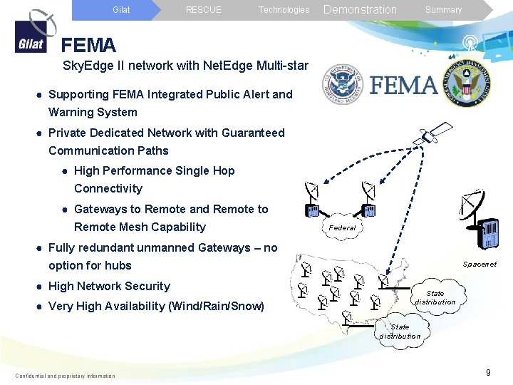 Gilat RESCUE Technologies Demonstration Summary FEMA Sky. Edge II network with Net. Edge Multi-star