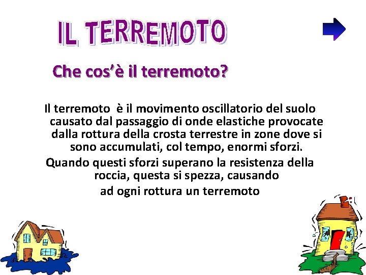 Che cos’è il terremoto? Il terremoto è il movimento oscillatorio del suolo causato dal