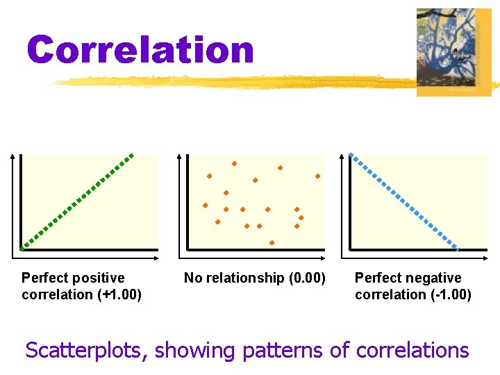 Correlation Perfect positive correlation (+1. 00) No relationship (0. 00) Perfect negative correlation (-1.