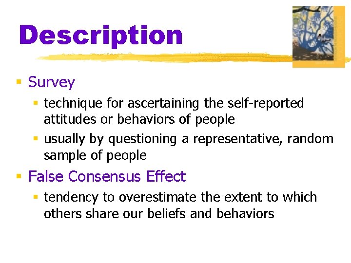 Description § Survey § technique for ascertaining the self-reported attitudes or behaviors of people