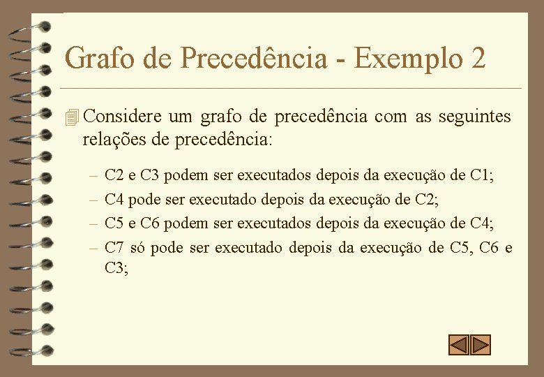 Grafo de Precedência - Exemplo 2 4 Considere um grafo de precedência com as