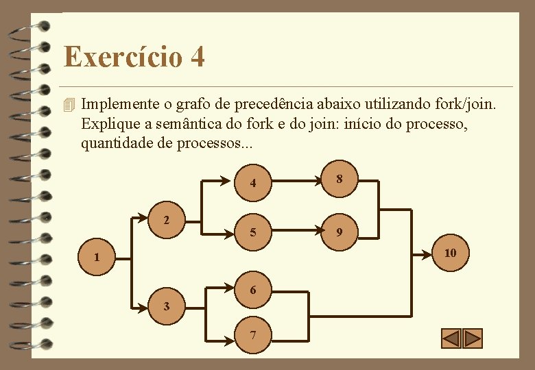 Exercício 4 4 Implemente o grafo de precedência abaixo utilizando fork/join. Explique a semântica