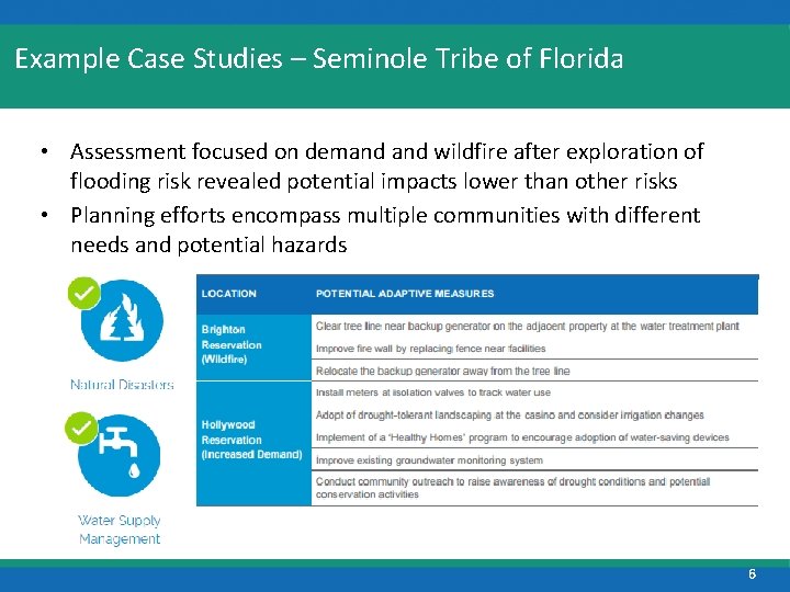 Example Case Studies – Seminole Tribe of Florida • Assessment focused on demand wildfire