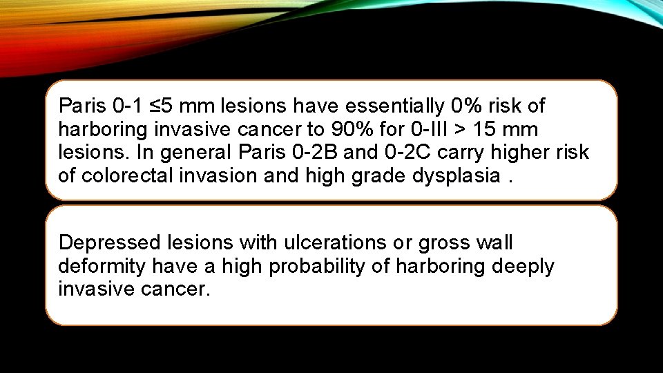 Paris 0 -1 ≤ 5 mm lesions have essentially 0% risk of harboring invasive