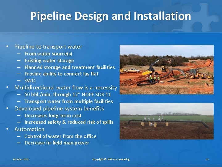 Pipeline Design and Installation • Pipeline to transport water – – – From water Pipeline Design and Installation • Pipeline to transport water – – – From water