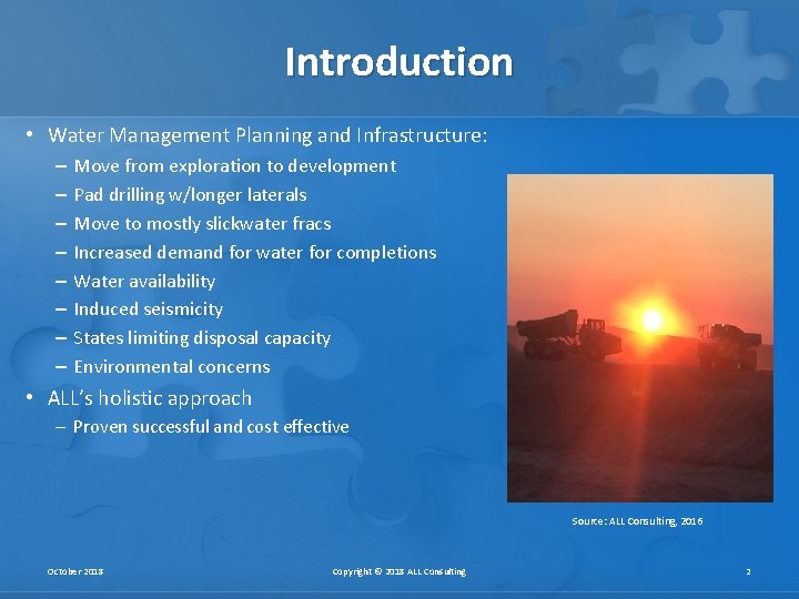 Introduction • Water Management Planning and Infrastructure: – – – – Move from exploration Introduction • Water Management Planning and Infrastructure: – – – – Move from exploration