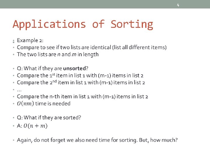 4 Applications of Sorting • 