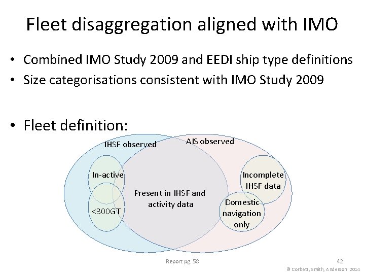 Fleet disaggregation aligned with IMO • Combined IMO Study 2009 and EEDI ship type