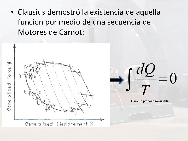  • Clausius demostró la existencia de aquella función por medio de una secuencia
