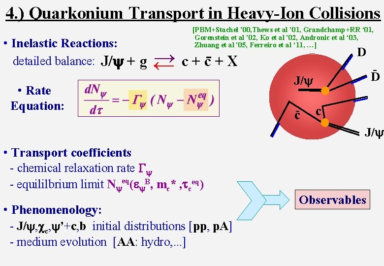 4. ) Quarkonium Transport in Heavy-Ion Collisions • Inelastic Reactions: [PBM+Stachel ’ 00, Thews