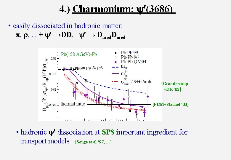 4. ) Charmonium: y (3686) • easily dissociated in hadronic matter: p, r, .