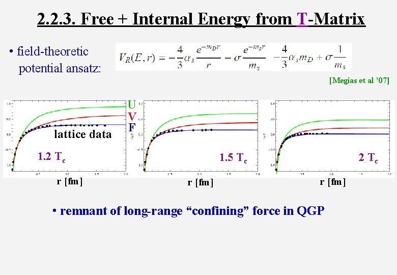2. 2. 3. Free + Internal Energy from T-Matrix • field-theoretic potential ansatz: [Megias
