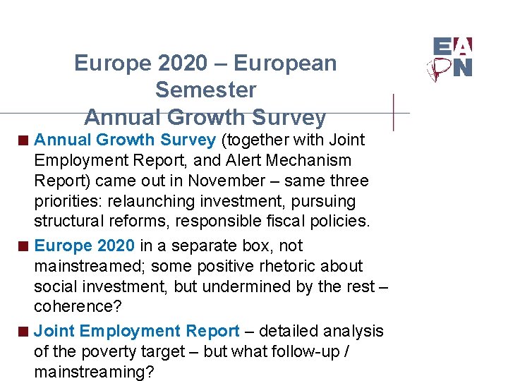 Europe 2020 – European Semester Annual Growth Survey < Annual Growth Survey (together with