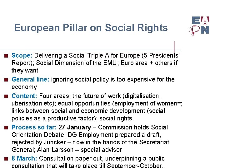 European Pillar on Social Rights < Scope: Delivering a Social Triple A for Europe