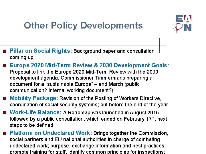 Other Policy Developments < Pillar on Social Rights: Background paper and consultation coming up