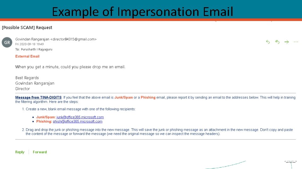 Example of Impersonation Email 