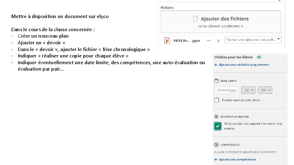 Mettre à disposition un document sur elyco Dans le cours de la classe concernée