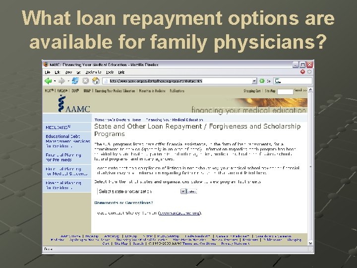 What loan repayment options are available for family physicians? 