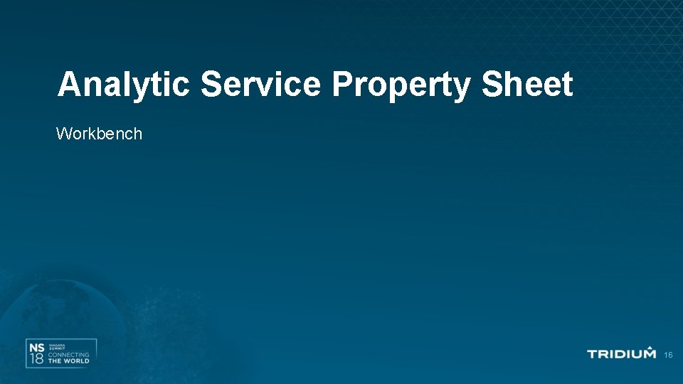 Analytic Service Property Sheet Workbench 16 