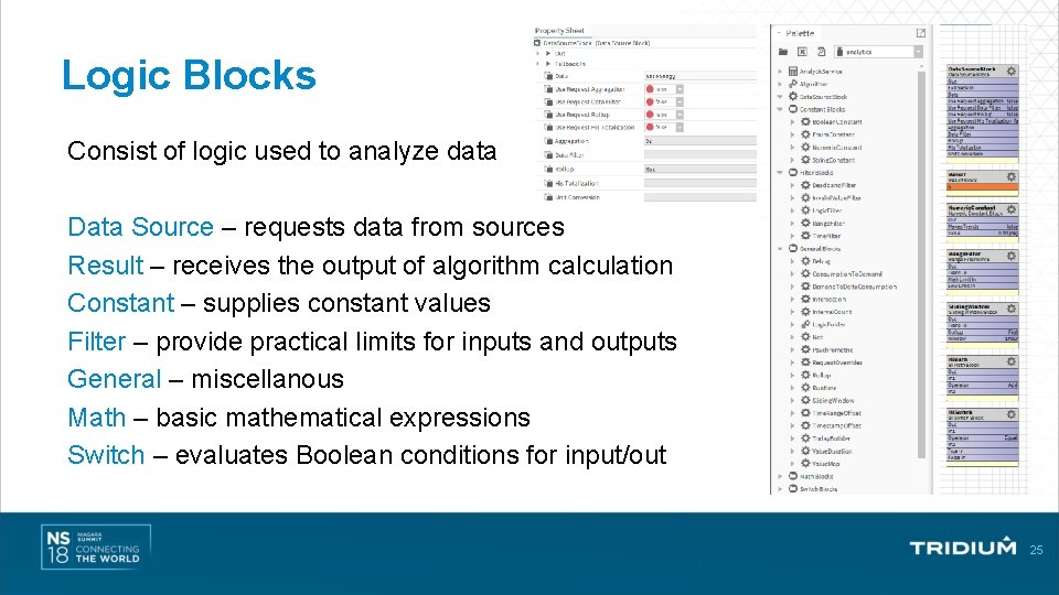 Logic Blocks Consist of logic used to analyze data Data Source – requests data Logic Blocks Consist of logic used to analyze data Data Source – requests data