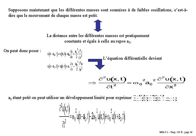 Supposons maintenant que les différentes masses sont soumises à de faibles oscillations, c’est-àdire que Supposons maintenant que les différentes masses sont soumises à de faibles oscillations, c’est-àdire que