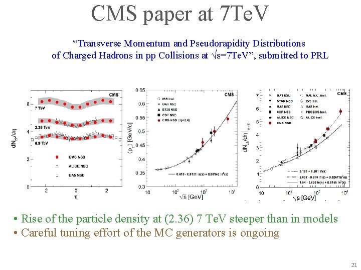 CMS paper at 7 Te. V “Transverse Momentum and Pseudorapidity Distributions of Charged Hadrons