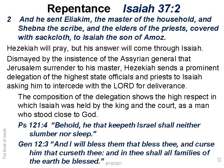 The Book Of Isaiah Chapter 36 39 6182021