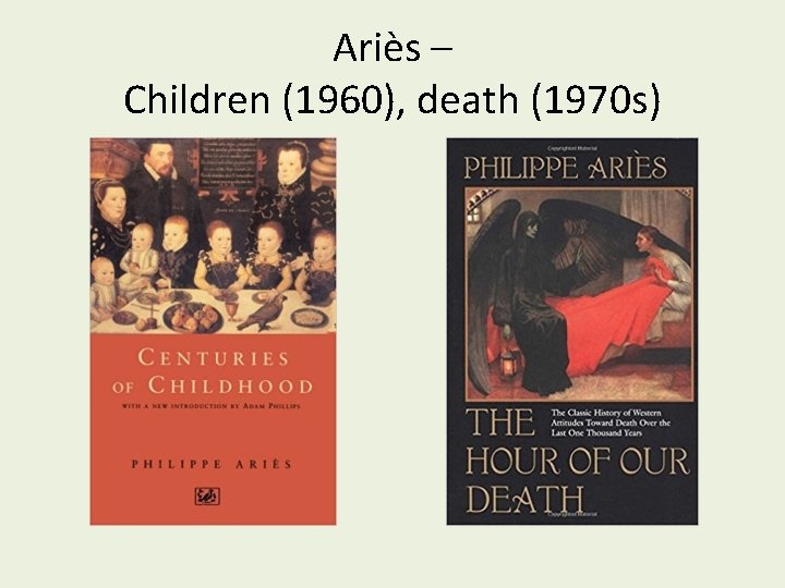 Ariès – Children (1960), death (1970 s) 