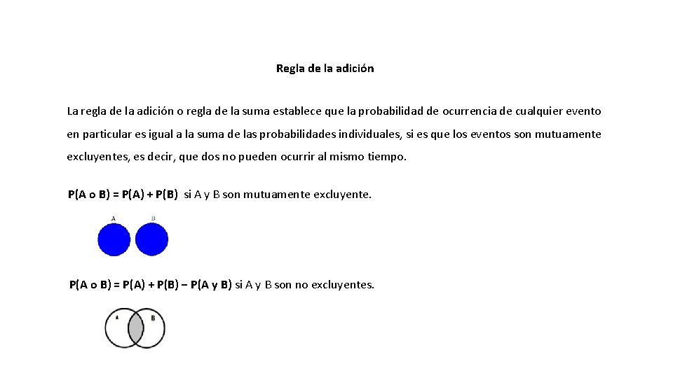 Regla de la adición La regla de la adición o regla de la suma