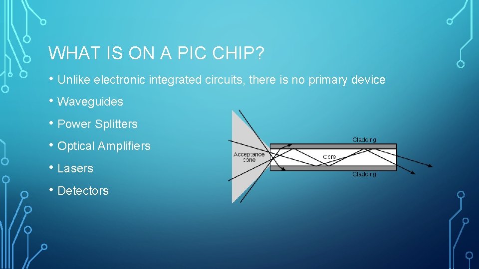 WHAT IS ON A PIC CHIP? • Unlike electronic integrated circuits, there is no