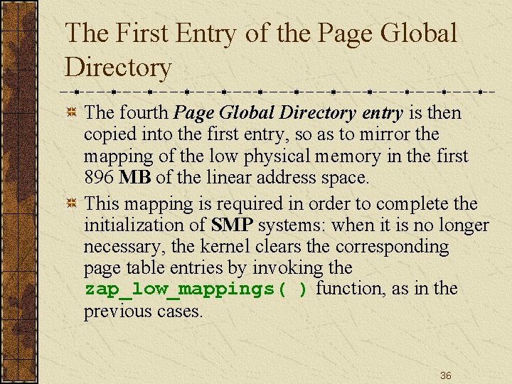 The First Entry of the Page Global Directory The fourth Page Global Directory entry