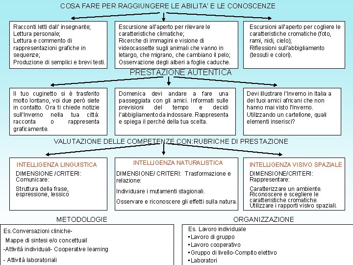 COSA FARE PER RAGGIUNGERE LE ABILITA’ E LE CONOSCENZE Racconti letti dall’ insegnante; Lettura