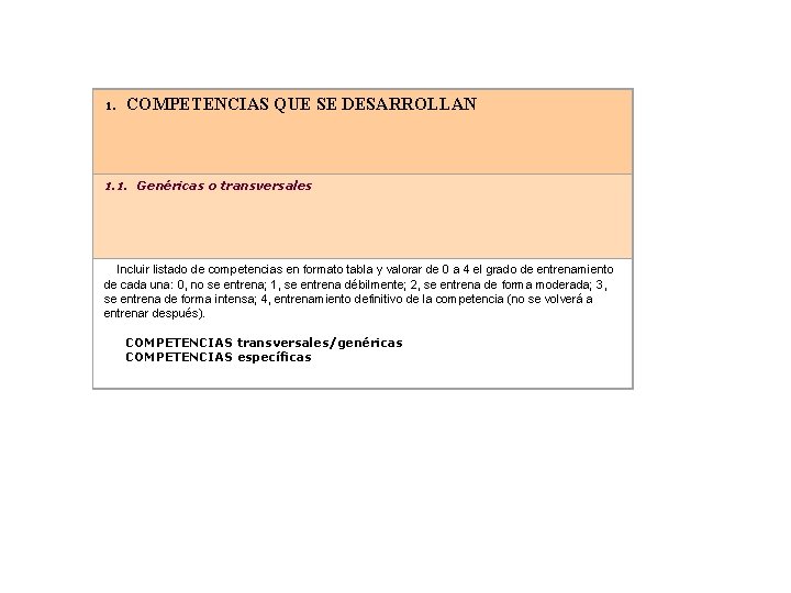 1. COMPETENCIAS QUE SE DESARROLLAN 1. 1. Genéricas o transversales Incluir listado de competencias