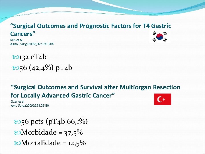 “Surgical Outcomes and Prognostic Factors for T 4 Gastric Cancers” Kim et al Asian