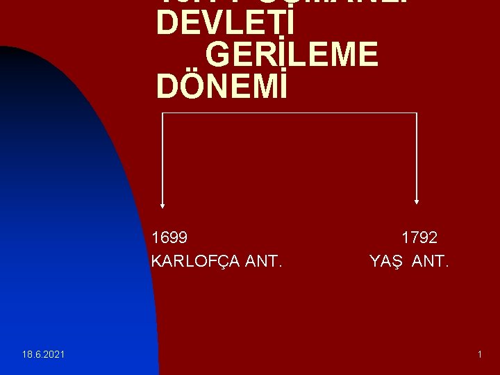 18. YY OSMANLI DEVLETİ GERİLEME DÖNEMİ 1699 KARLOFÇA ANT. 18. 6. 2021 1792 YAŞ