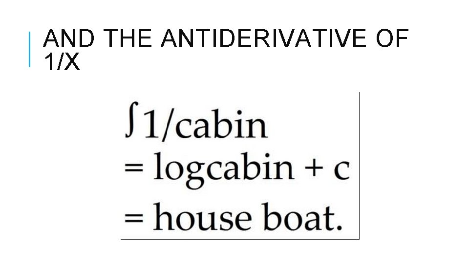 AND THE ANTIDERIVATIVE OF 1/X 