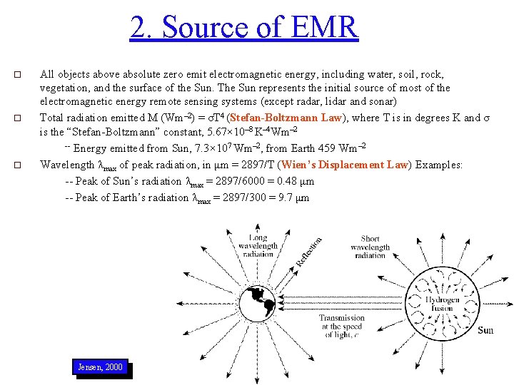 2. Source of EMR o o o All objects above absolute zero emit electromagnetic